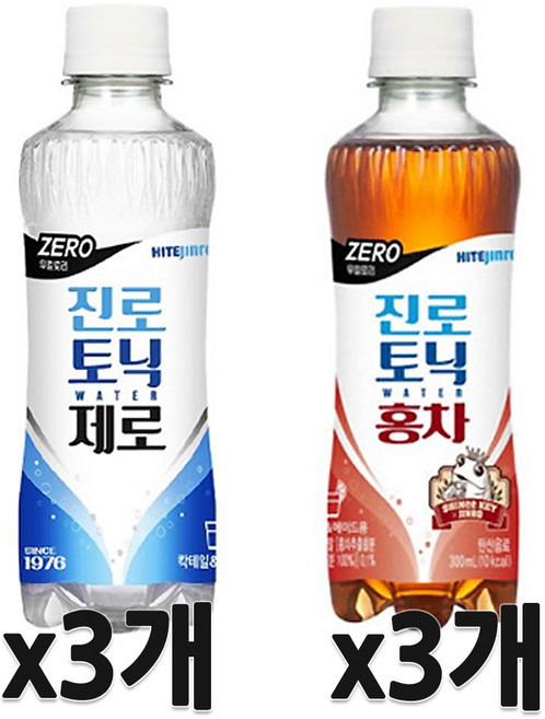진로 토닉워터 제로 + 홍차, 300ml, 6개