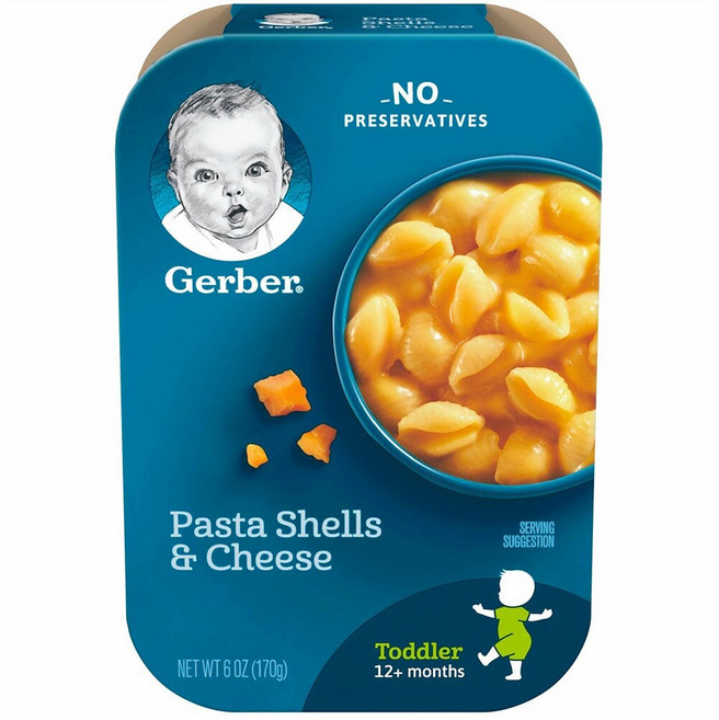 Gerber Pasta Shells & Cheese 거버 파스타 셀 앤 치즈 6oz(170g) 6팩, 170g