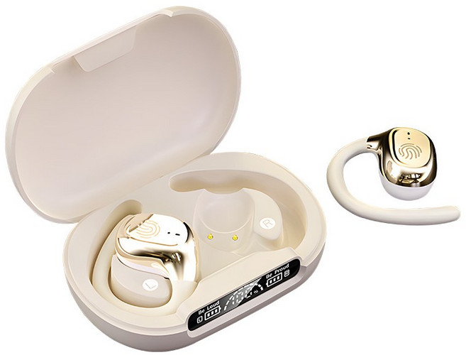 귀걸이형 무선 블루투스 이어폰 C타입 오픈형 5.4 노이즈캔슬링 게이밍 이어폰, 살색, SW-T06