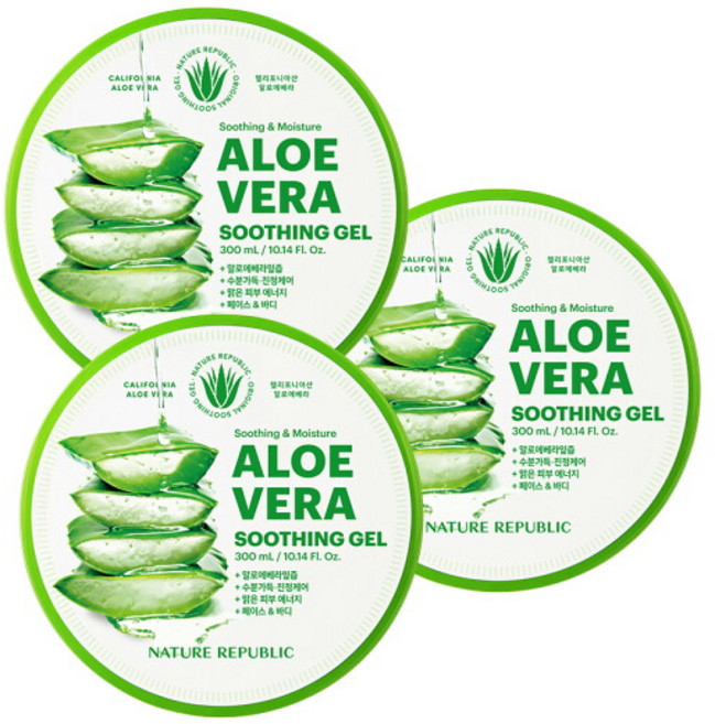 네이처리퍼블릭 수딩 앤 모이스처 알로에베라 92% 수딩젤, 300ml, 3개