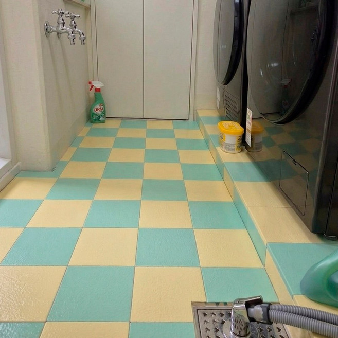 연필트리 30cm 체크 조립식 데크타일 바닥재 베란다 현관 마루 바닥, 버터/멜론, 40개