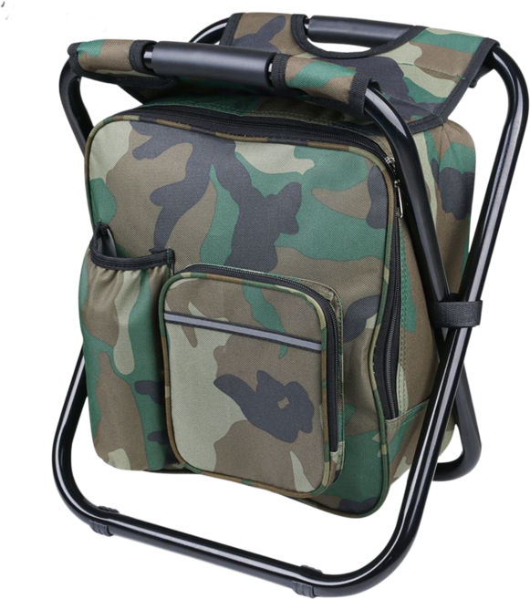 접이식 휴대용 초경량 배낭 캠핑 쿨러백 백팩 좌식 낚시 등산 의자, 밀리터리