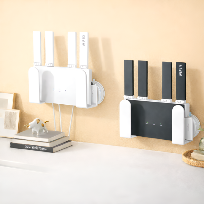 아즈몰 무타공 벽걸이 공유기 거치대 셋톱박스 정리 선반 멀티탭 정리함, 2개, 화이트