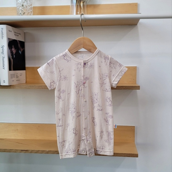 라썸베베 국내생산 신생아 아기 반팔 우주복 여름 메쉬 매쉬 출산 선물