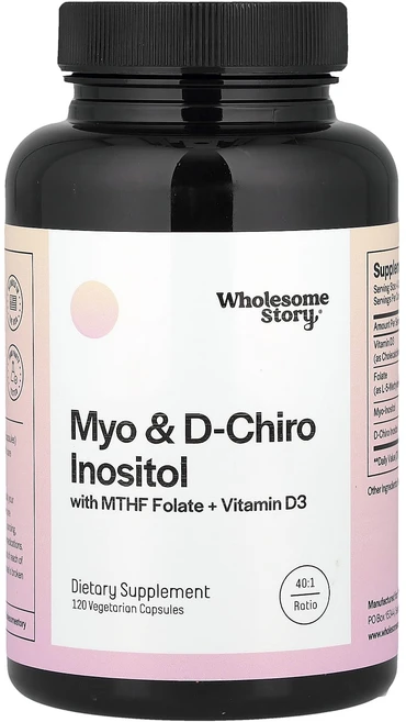홀썸스토리 MTHF 엽산 플러스 비타민D 함유 마이오 d-카이로 이노시톨 베지캡슐 120정, 6개 - 쿠팡