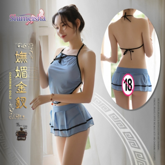 薄透網紗肚兜款睡衣 媚金釵 共2色