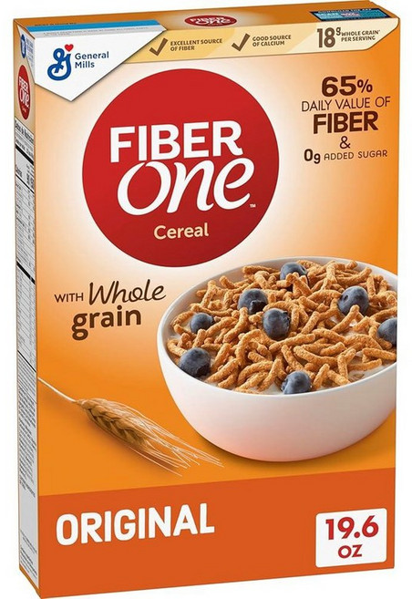 Fiber One 시리얼 오리지널 밀기울 통곡물로 만든 고섬유 시리얼 566.7g(19.5온스), 566.7g, 1개