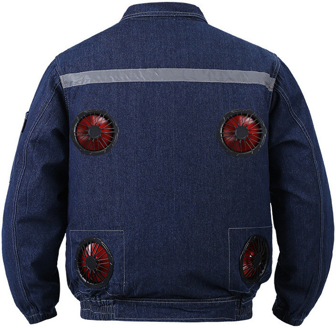 데님점퍼 선풍기잠바 점퍼 용접 작업복 여름용 통기성 쿨링 팬 내장 면 소재 자동차 정비용