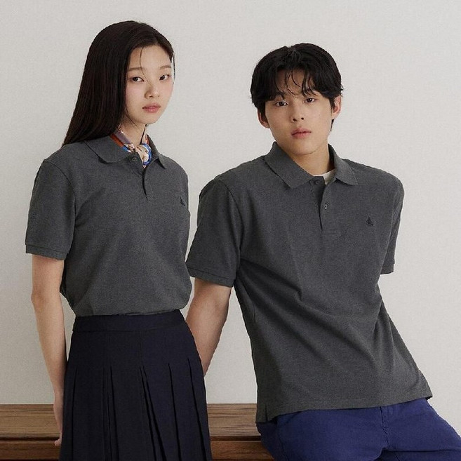 [백화점 정품] 빈폴 25SS [SS26][Essential] 피케 칼라넥 반소매 티셔츠 - 애쉬 :BC6242E714