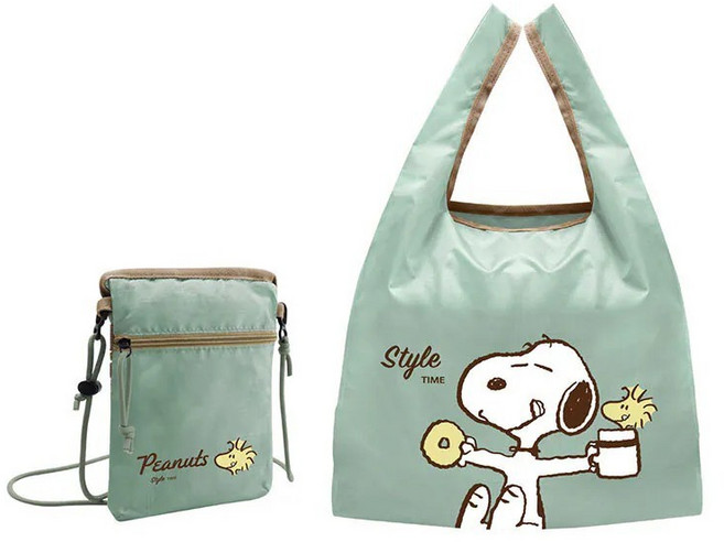 Peanuts 史努比 品味時光 斜背兩用購物袋