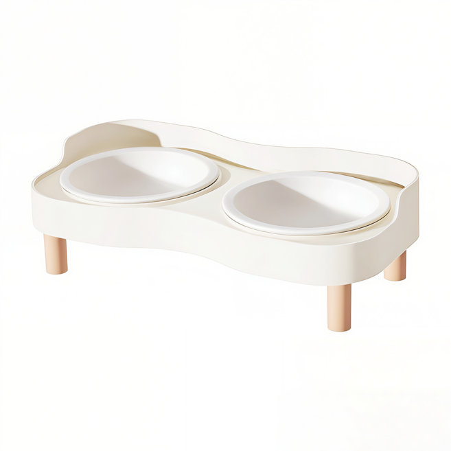 목보호 고양이 강아지 세라믹 식기 2구, 1세트, 화이트