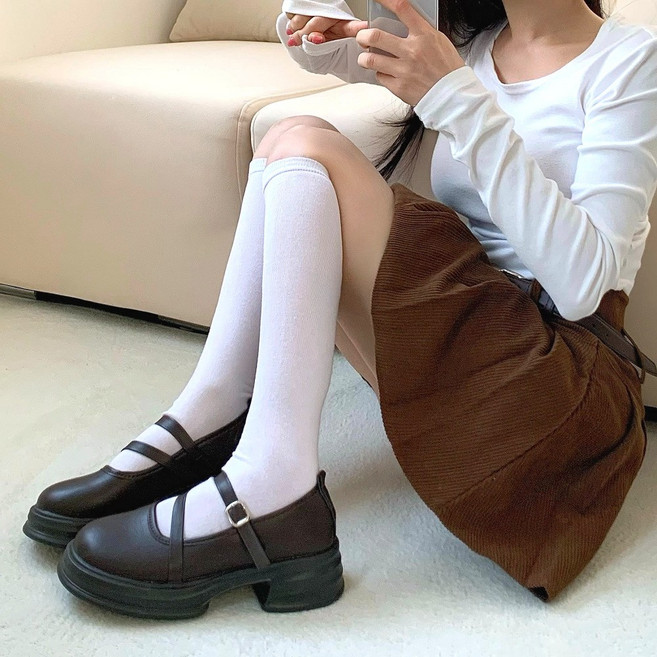 러블리디 클로이 더블스트랩 메리제인 4cm 키높이 로퍼