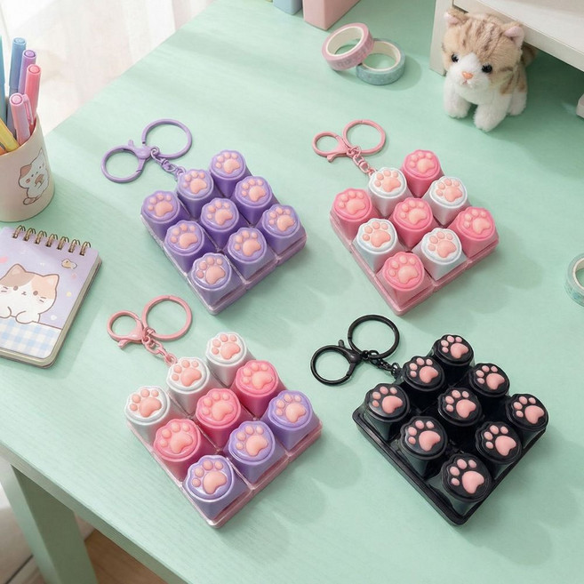 나는야문구 젤리냥이 키보드 키링 9구, 1개, 파스텔