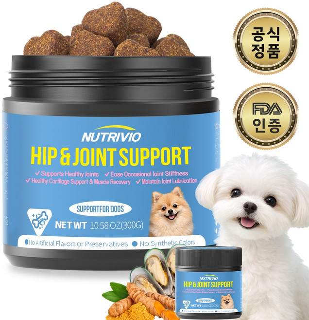 NUTRIVIO 강아지관절영양제 노령견 소형견 슬개골 대용량 콘드로이친 간식 강아지 종합 영양제