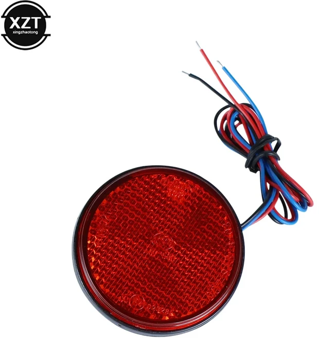12V 오토바이 원형 반사판 자동차 트럭 굴절 빛 부품 전기 자전거 스티커 24 LED, 03 빨간색