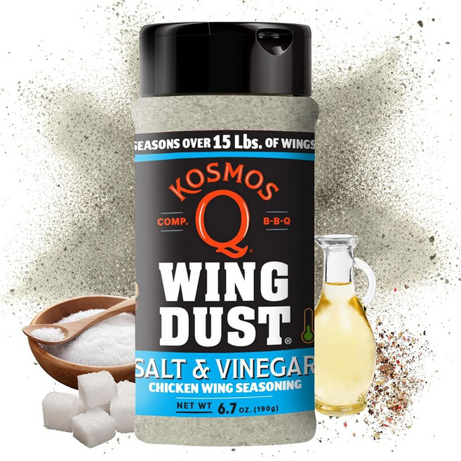 Kosmos Q 내슈빌 핫 치킨 시즈닝 윙 더스트 날개 감자 튀김 팝콘 딥 크래커 등을 위한 짭짤하고 매운 닭고기 시즈닝 클래식 히트 및 버터 킥이 있는 건식 문지름, Salt & Vinegar, 1