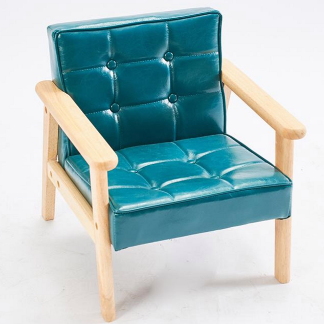 Mochae 유아소파 원목 어린이 쇼파 아기 소파 어린이의자 바른자세 유아 소파 프리미엄 쇼파 PU소파 소프트의자 1인/2인 소파 아기가구 아이 선물, 블루그린