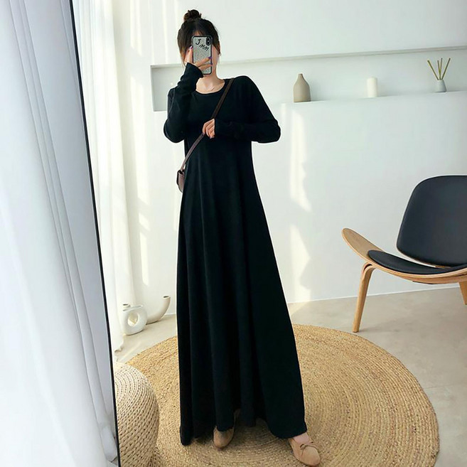 지고다그 여성 빅사이즈 겨울 루즈핏 롱원피스 포근한 바닥길이 데일리룩 ZXC44597