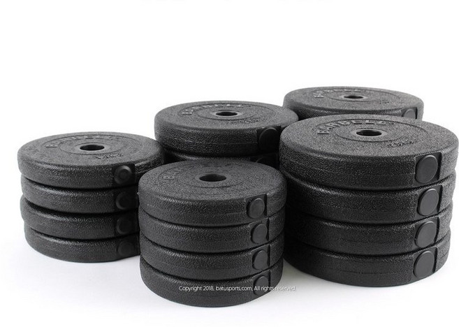 조립식 PVC 바벨 원판 1KG-10KG 경량 아령 덤벨 역기 봉 바벨 바, 10kg, 2개, 블랙