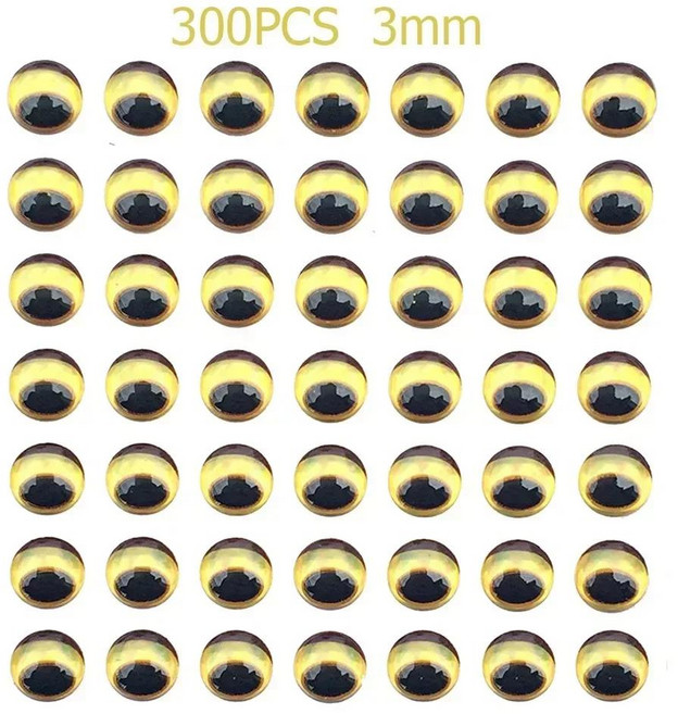 300pcs 물고기 눈 뱀 빨간색 3D 소프트 성형 자기 접착제 스티커 홀로그램 낚시 미끼 플라이 묶는 DIY 3/4/, 1개, 03 Gold 3mm