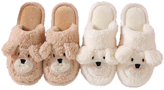 1+1 헬스와미 곰돌이 뽀글이 슬리퍼 겨울 방한 털 실내화 층간소음방지 거실화