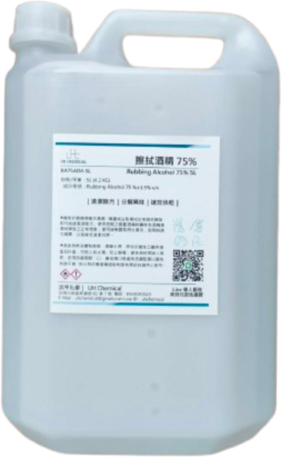 UHC擦拭酒精75% 防疫潔用酒精, 1個, 5L
