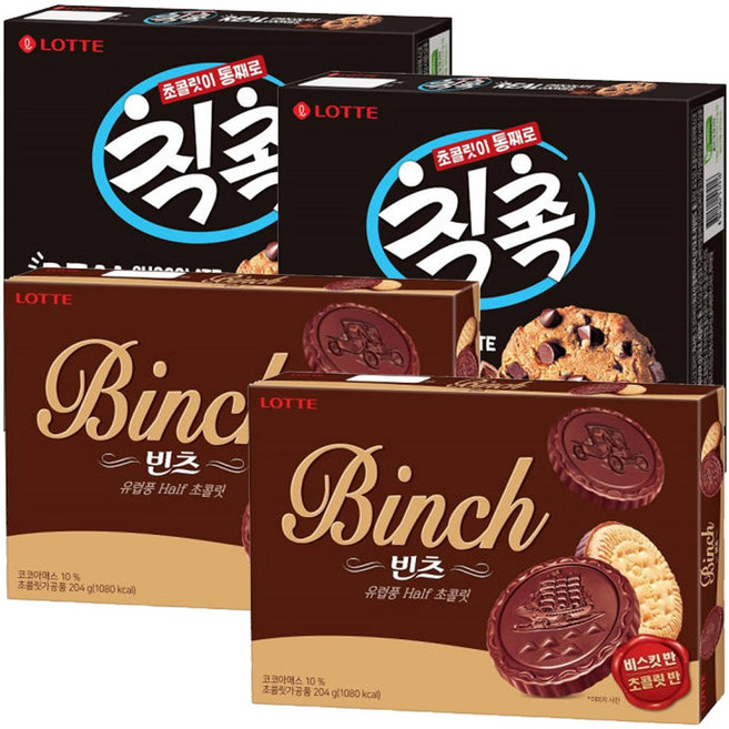 롯데제과 빈츠204gX2개+칙촉180gX1개, 4개, 204g