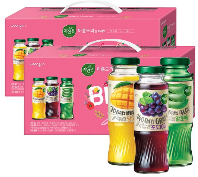 자연은 아름드리 음료세트, 180ml, 24개