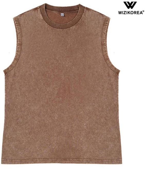 남성 여름 빈티지 워싱 민소매 나시티 WI056T