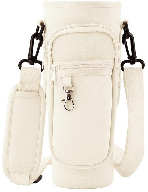 투데이리빙 텀블러 파우치 가방 멀티 포켓 물병 파우치 벨크로 잠금 텀블러백 쿠션 주머니 스트랩 물통 보틀 케이스 1.18L 887ml 호환, 1개, 아이보리