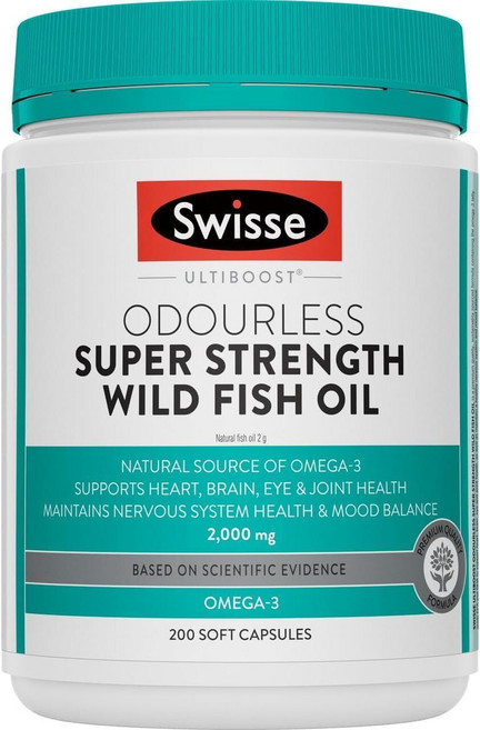 Swisse 스위스 슈퍼 스트렝스 오메가3 200캡슐 비린내없는 고함량 피쉬오일 호주, 1개, 1회분