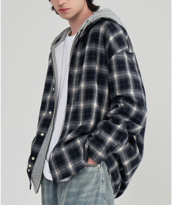 팀스핏(품질보증)남녀공용 시티보이 오버핏 긴팔 체크 셔츠 남방 빅사이즈