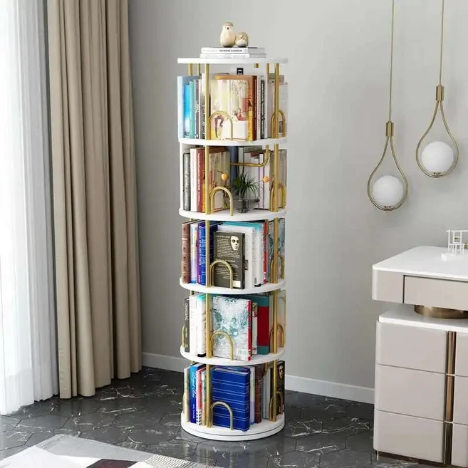 모던 클로젯 북케이스 오거나이저 캐비닛 디스플레이 회전 책장 잡지 선반 미니멀리스트 가구, 01 5th Floor-10