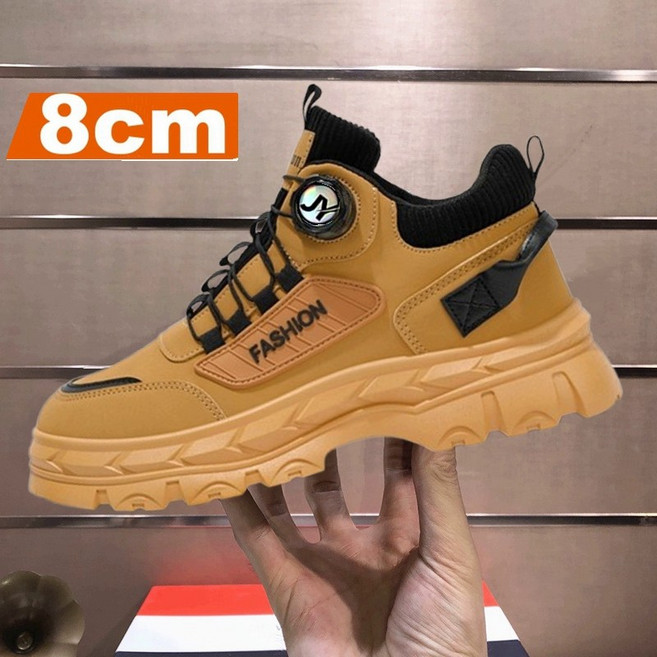 제이와이 남성 8cm 키높이 가죽 패션 운동화 수제화 하이탑 남자 스니커즈 케주얼 다용도 캠핑 등산화 사계절