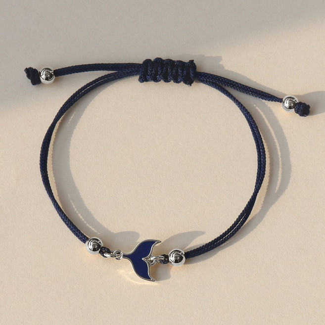 [선물포장] 행운의 고래꼬리 실버 매듭팔찌