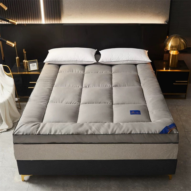 OYEAH 통세탁 사계절 푹신하고 두꺼운 침대 토퍼, 라이트 그레이