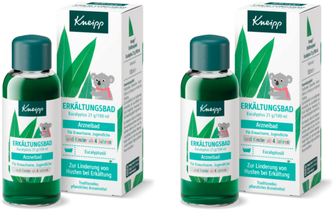 독일 크나이프 유칼립투스 에센셜 목욕 오일 100ml x 2P 감기 기침 기관지 겨울 비건 미세플라스틱X