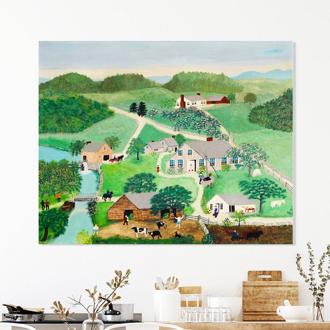 세잔느화실 그랜드마 모지스 컨트리 홈 인테리어 명화 그림액자, 78x69cm