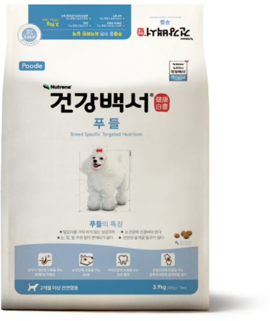 뉴트리나건강백서 강아지 기능성 사료, 푸들, 3.9kg, 1개