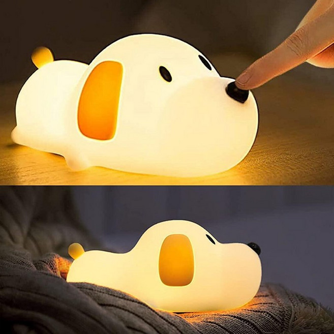 HAPPYBAG LED 눕는 플랫 오리 야간 조명 3단계 조도 조절 가능한 아기방 야간 조명 귀여운 램프 실리콘 스퀴시 라이트 업 오리 모유 수유 유아 아기 어린이 장식용, 개