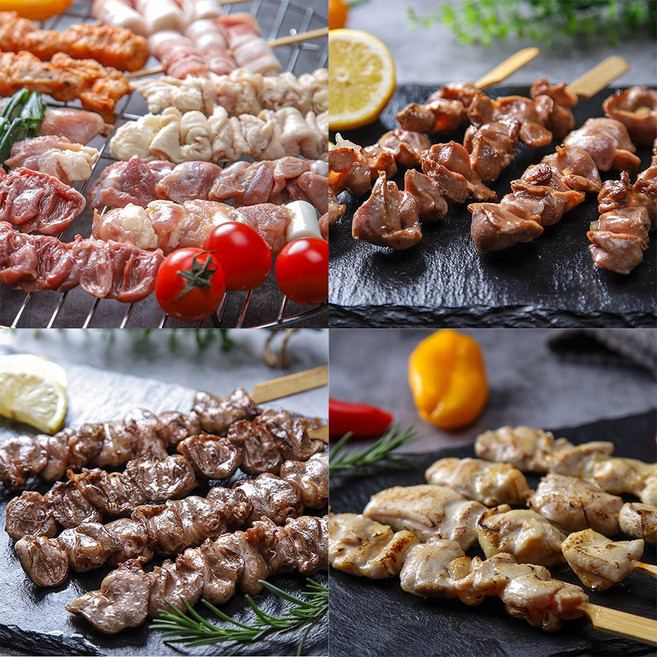 국내산 수제 닭꼬치 4종 모둠 염통 닭다리살 근위 모듬꼬치 캠핑용 숯불구이 혼술 안주 골라담기, 450g, 1개, 근위 450g 1팩