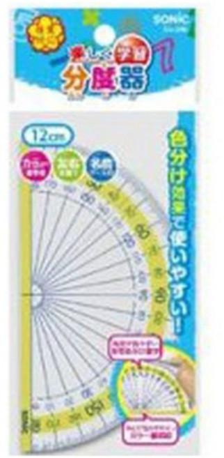 SONIC 즐겁게 배우는 각도기 12cm, 옐로, 1개