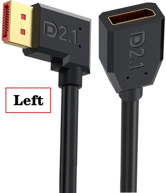 15cm 50cm 2.1 버전 DisplayPort 남성-여성 팔꿈치 연장 케이블 DP2.0 52Gbps 지원 16K@30Hz 8K@240Hz 실버, 01 0.5m, 02 16K DP M-F Left, 1개