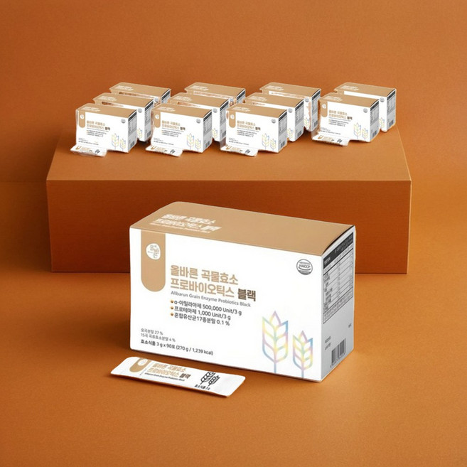 곡물 효소 프로바이오틱스 올바른 자연 발효 곡물 효소 블랙, 270g, 12개