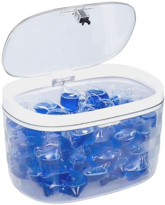 마켓피아 원터치 플라스틱 캡슐세제통, 1개, 화이트 투명