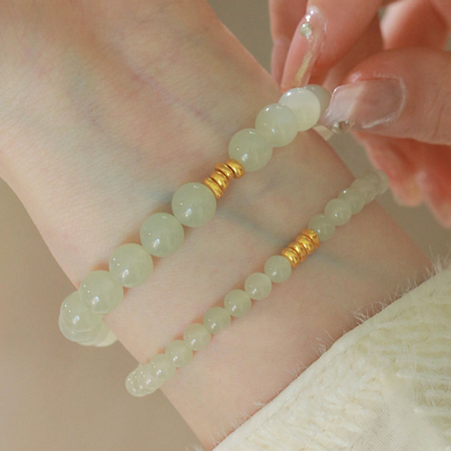 티큐 금전 재물 소원성취 행운의 골드 볼 옥 팔찌 A2028