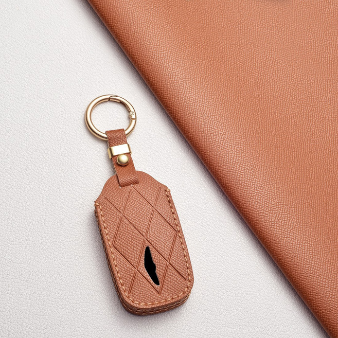 제네시스 전용 고급 가죽 스마트키 케이스 GENESIS G70 GV70 G80 GV80투폐 G90 (EQ900 호환) 정밀 디자인 / 내구성 강화, 제네시스/C 타입, 샌드 브라운