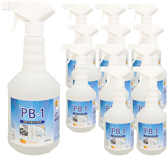 피비원 PB-1 600ml 분무기형 오렌지향 초강력 다목적 세정제, 12개