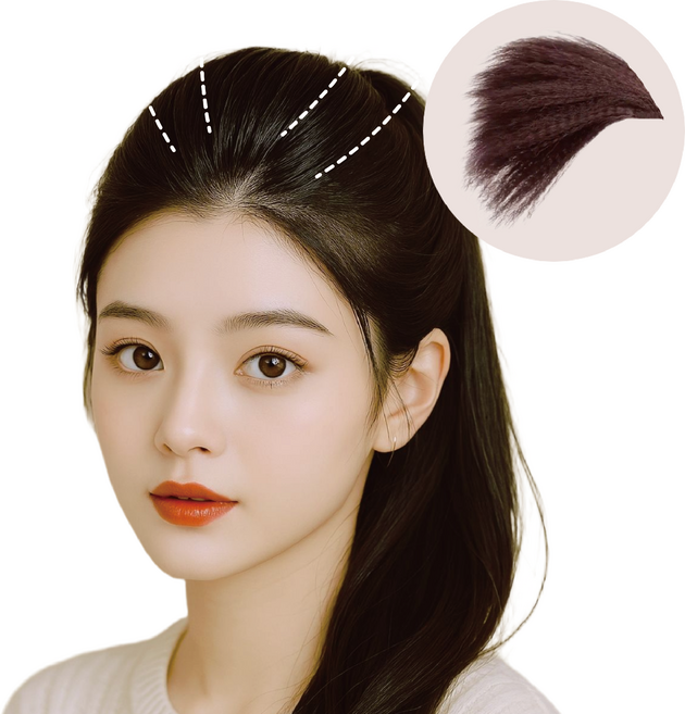 CRDY 부분가발 볼륨 헤어피스 후까시 똑딱핀 14cm 꼬리빗 세트, 1개, 다크브라운