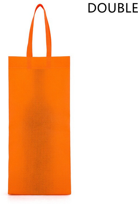 30pcs Nonwovens 샴페인 맥주 방수 선물 가방 단색 단일 더블 병 레드 와인 핸드 핸들 포장 파우치, 단일 오렌지, double Orange